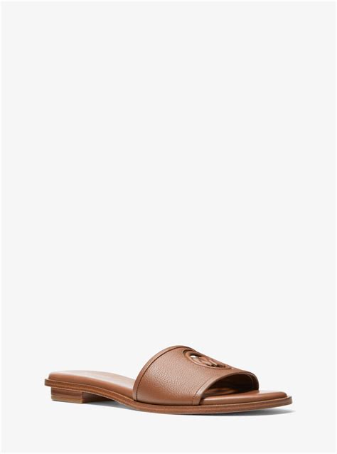 michael michael kors deanna cutout leather slide sandal|Deanna Cutout Leather Slide Sandal .